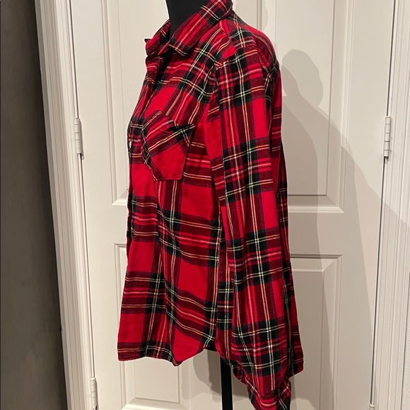 Old Navy Red and Black Plaid Shirt (E) - Picture 3 of 5
